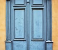 Old wooden blue doors, vintage architecture element Royalty Free Stock Photo