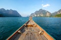 Old wooden Boat heading to island in Thailand Royalty Free Stock Photo