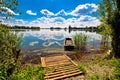 Old wooden boat on Soderica lake