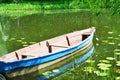 An old wooden boat on the Trubezh River. Royalty Free Stock Photo