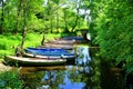 Old wooden boats with relections in Killarney National Park, Ring of Kerry, Ireland Royalty Free Stock Photo