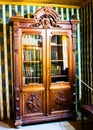 Old wooden bookcase with books Royalty Free Stock Photo