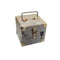 Old green wooden box on white background,copy space