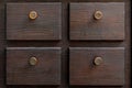 Old wooden box or organizer for storing jewelry, small items. Wooden storage and interior decoration in past centuries Royalty Free Stock Photo