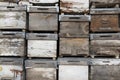 Old wooden boxes background. Old beehives. Royalty Free Stock Photo