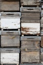 Old wooden boxes background. Old beehives. Royalty Free Stock Photo