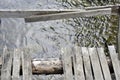 Old wooden bridge across the river Royalty Free Stock Photo