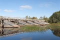 Old wooden bridge with cutwater Royalty Free Stock Photo