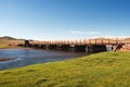 Old wooden bridge in Mongolia Royalty Free Stock Photo