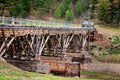 Old wooden bridge in the Mongolia