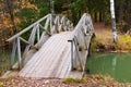 Old bridge over pond in Abramtsevo Museum-Reserve, Moscow Region, Russia