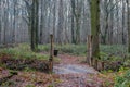 Old wooden bridge over a stream leading to what was a farmyard in the late Middle Ages Royalty Free Stock Photo