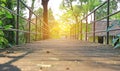 Old wooden bridge with sunlight at the morning Royalty Free Stock Photo
