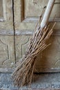 Old wooden broom made with twigs