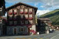 Wooden houses in Switzerland below Nufenenpass