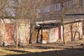 an old wooden building used as a storage room in the center of Minsk Royalty Free Stock Photo