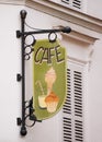 Old wooden cafe sign