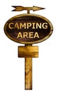 Old wooden camping area sign. Royalty Free Stock Photo