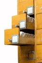 Old wooden card catalog on white background Royalty Free Stock Photo