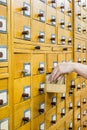 Old wooden card catalogue in library Royalty Free Stock Photo