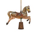 An old wooden carousel horse isolated on white background Royalty Free Stock Photo