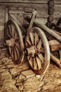 Old wooden carriage wheel Royalty Free Stock Photo