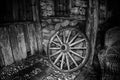 Old wooden carriage wheel Royalty Free Stock Photo