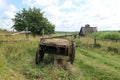 Old wooden cart in the abandoned village Royalty Free Stock Photo