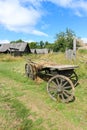 Old wooden cart in the abandoned village Royalty Free Stock Photo