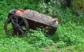 Old wooden cart with clay jugs Royalty Free Stock Photo