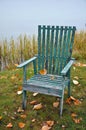Old wooden green chair