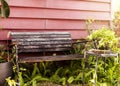 Old wooden chair outside the balcony Royalty Free Stock Photo