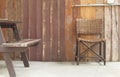 Old wooden chairs in the aisles Royalty Free Stock Photo