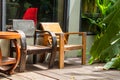 Old wooden chairs in the aisles Royalty Free Stock Photo