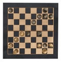 Old wooden chess board isolated, clipping path.