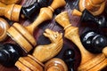 Old wooden chess pieces Royalty Free Stock Photo