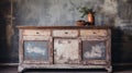 Rustic Vintage Velvet Buffet With Chippy Painted Finish