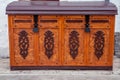 Old wooden chest with locked lit