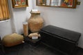 Old wooden chest and stone artifacts from inside the Balcick Palace