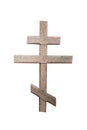 old wooden christian orthodox cross isolated on white background Royalty Free Stock Photo