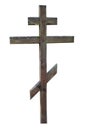 old wooden christian orthodox cross isolated on white background Royalty Free Stock Photo