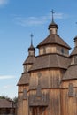 Old wooden church against blue sky Royalty Free Stock Photo