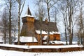 Old Wooden Church in Debno, Poland, in winter Royalty Free Stock Photo