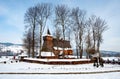 Old Wooden Church in Debno, Poland, in winter Royalty Free Stock Photo