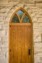 Old Wooden Church Door Entry Stained Glass Royalty Free Stock Photo