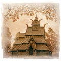 Old wooden church in Folks museum Oslo Royalty Free Stock Photo