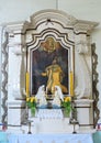 Old wooden church interior , Lithuania Royalty Free Stock Photo