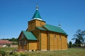 Old wooden Church of the Life-Giving Trinity in agro-town Knyaginin, Myadel district, Minsk region, Belarus Royalty Free Stock Photo