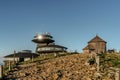 Old wooden church on the top of Snezka,the highest mountain of Czech Republic,Krkonose Mountains.Chapel of Saint Lawrence and