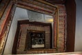 An old wooden circular staircase in the central town hall of Lviv. People go down the stairs. Ukraine Royalty Free Stock Photo